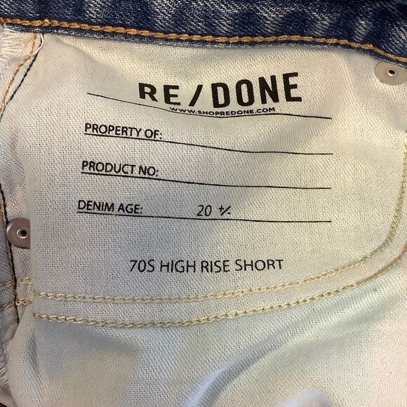 RE/DONE Size 26 70s High Rise Denim Shorts Splash Jean Cutoff $215 msrp G14-8 - Picture 9 of 9